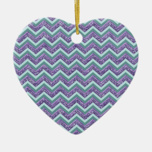 Amethyst Glass Zigzag Pattern Ceramic Ornament (Front)