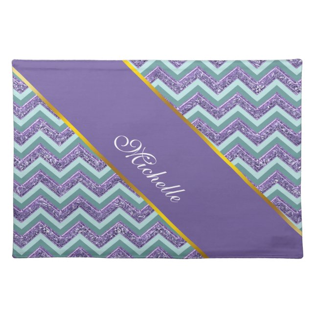 Amethyst Glass Zigzag Pattern Cloth Placemat (Front)