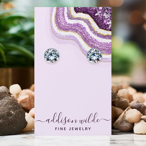 Amethyst Glitter Agate Geode Chic Jewelry Display Business Card