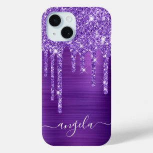 Amethyst Glitter Drips Glam Girly Signature iPhone 15 Case
