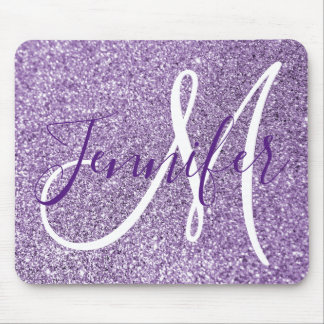 Amethyst Glitter Photo Personalized Monogram Mouse Pad