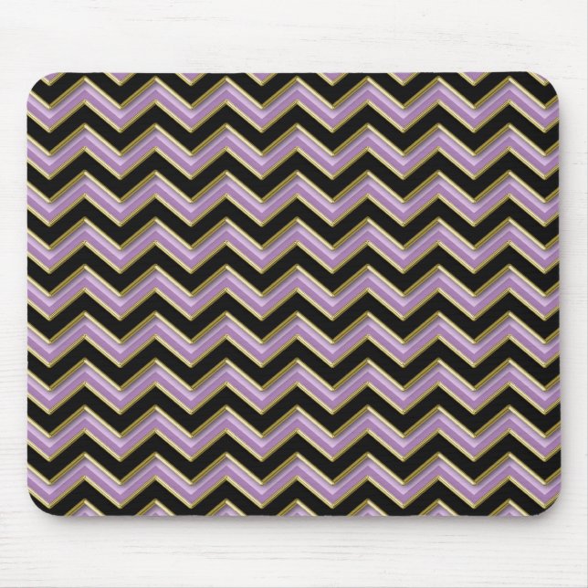 Amethyst Gold Black Zigzag Pattern Mouse Pad (Front)
