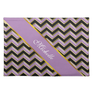 Amethyst Gold Black Zigzag Pattern Placemat