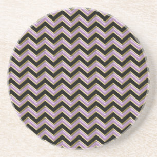Amethyst Gold Black Zigzag Pattern Sandstone Coaster
