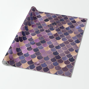 Amethyst & gold Mermaid scales Wrapping Paper