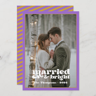 Amethyst & Gold Newlyweds Christmas Holiday Card