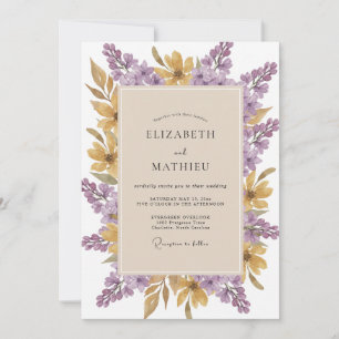 Amethyst Gold Wildflower Wedding Invitation