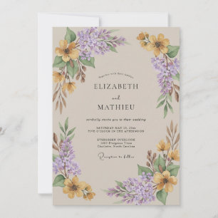 Amethyst Gold Wisteria Wedding Invitation