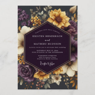 Amethyst Golden Autumnal Wedding Invitation