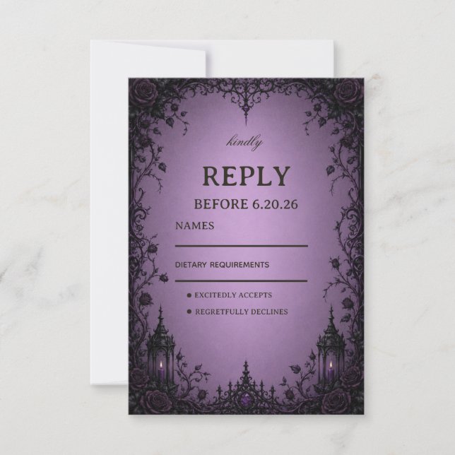 Amethyst Gothic Artwork RSVP Card (Front)