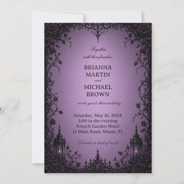 Amethyst Gothic Rose Invitation (Front)