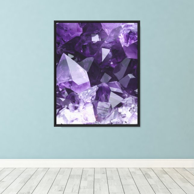 Amethyst Healing Crystal Cluster Canvas Print (Insitu(Wood Floor))