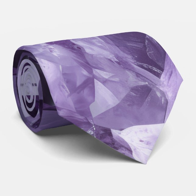 Amethyst Healing Crystal Cluster Neck Tie (Rolled)