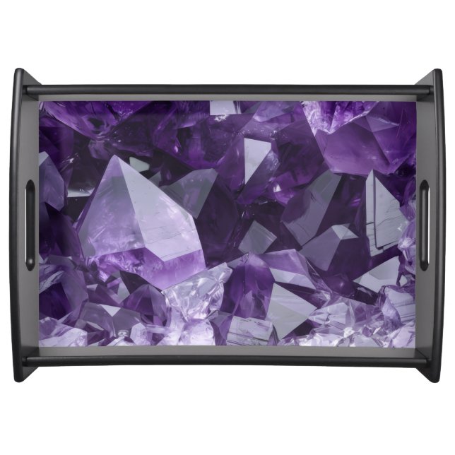 Amethyst Healing Crystal Cluster Serving Tray (Front)