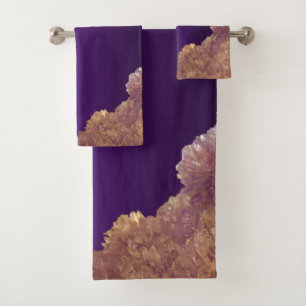 Amethyst Healing Crystals Bath Towel Set