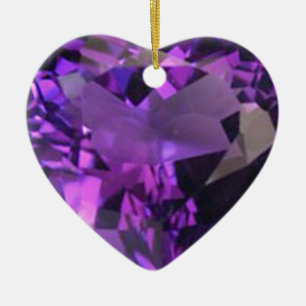 Amethyst Heart Ceramic Ornament