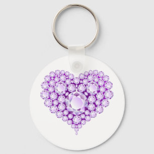 Amethyst Heart Gems Keychain