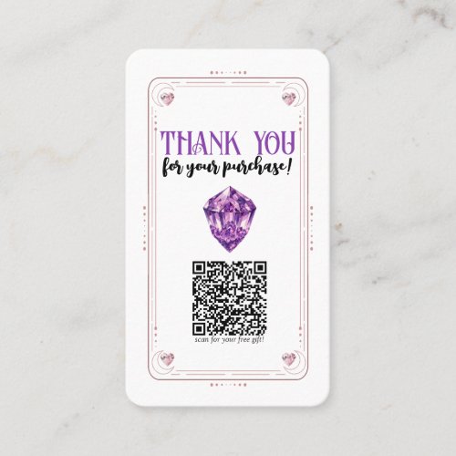 Amethyst Heart Rose Quartz Crystal Social Media QR Business Card