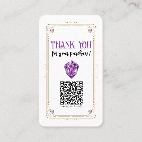 Amethyst Heart Rose Quartz Crystal Social Media QR Business Card