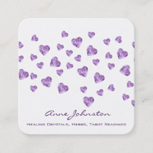 Amethyst Hearts Square Business Card