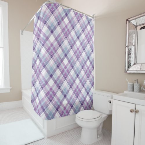 Amethyst Hues Plaid Shower Curtain