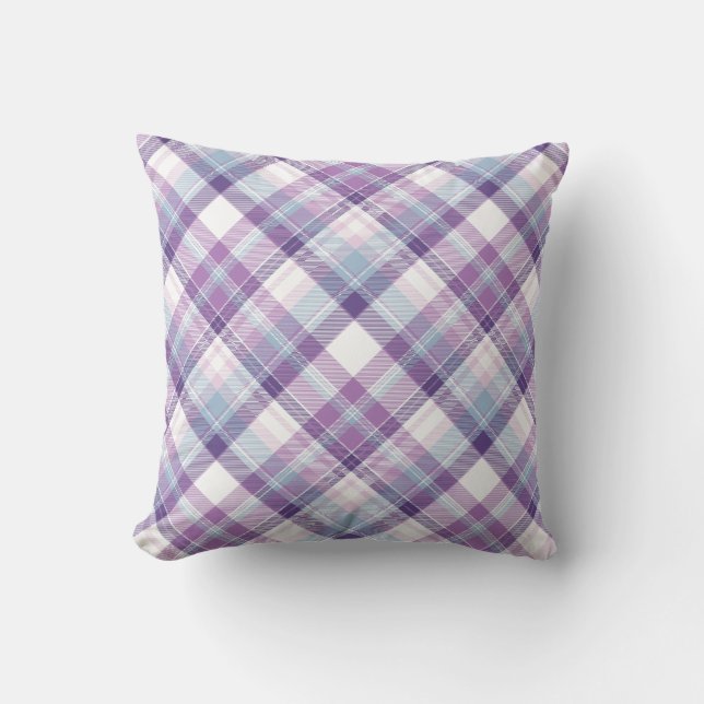 Amethyst Hues Plaid Throw Pillow (Front)