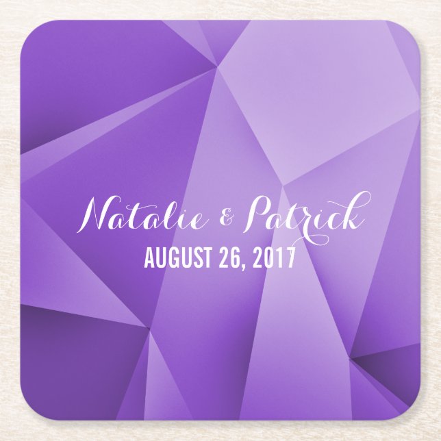 Amethyst Jewel Tones Wedding Paper Coasters (Front)
