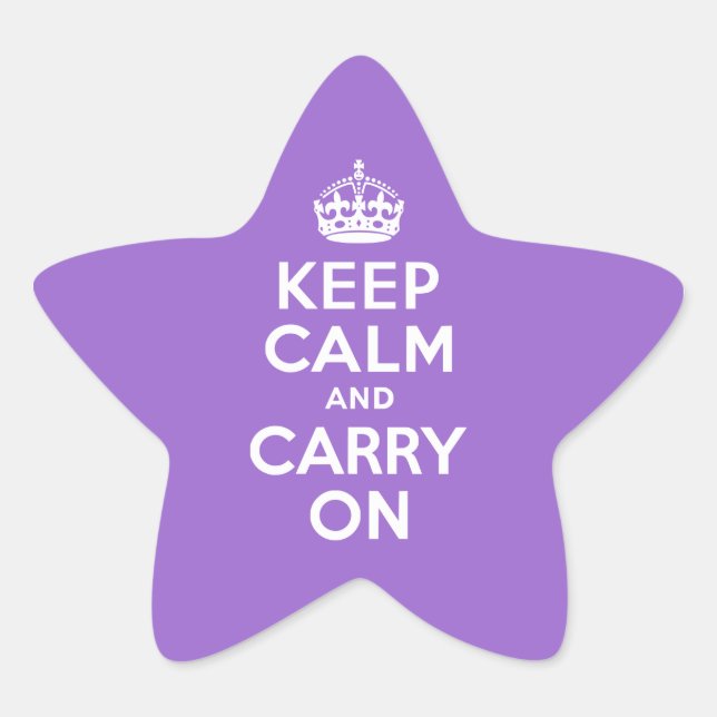 Amethyst Keep Calm and Carry On Star Sticker (Front)