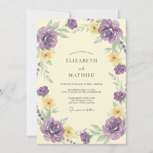 Amethyst Lemon Ranunculus Eucalyptus Wedding Invitation