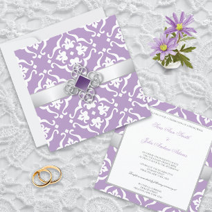 Amethyst Lily Damask Floral Wedding Invitation