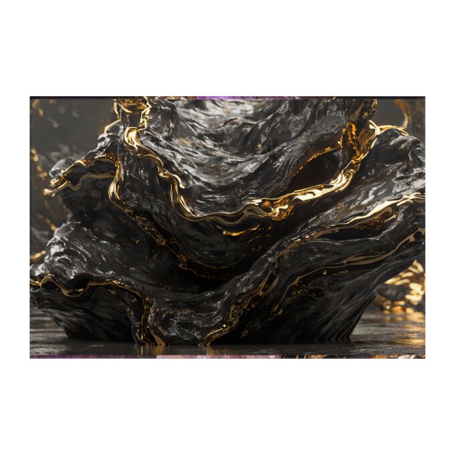  Amethyst & Liquid Gold Marble Acrylic Wall Art  (Front)