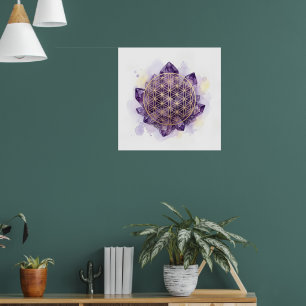 Amethyst Lotus Sacred Geometry Art Print Spiritu