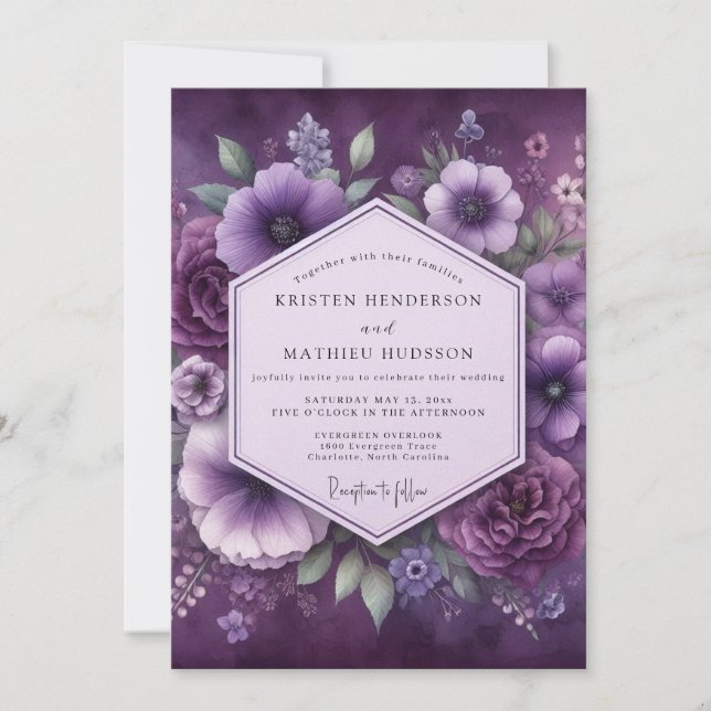 Amethyst Luminous Bloom Wedding Invitation (Front)