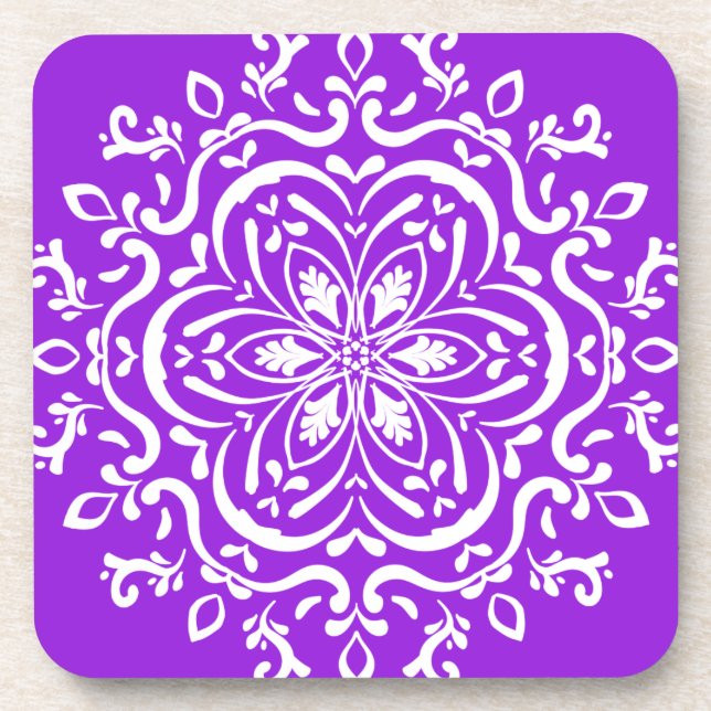 Amethyst Mandala Beverage Coaster (Front)