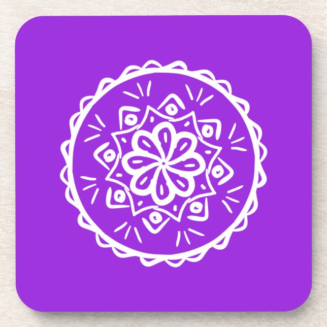 Amethyst Mandala Beverage Coaster (Front)