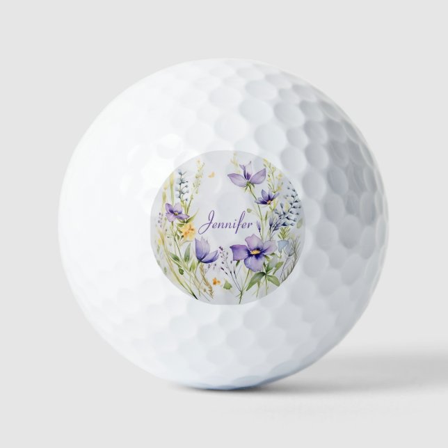 Amethyst Meadow. Tenderness of wild field flowers. Golf Balls (Front)