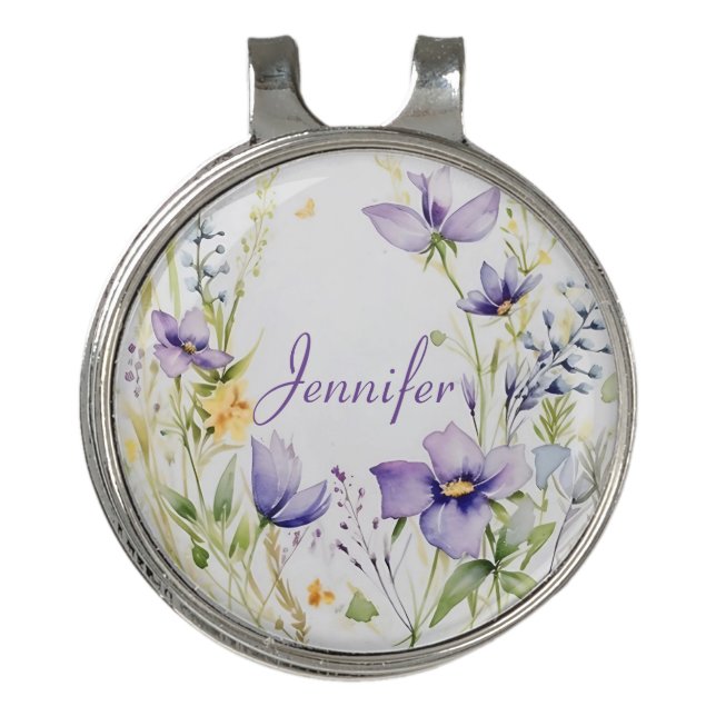 Amethyst Meadows. Tenderness of wild field flowers Golf Hat Clip (Front)