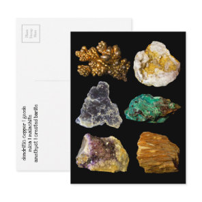 Amethyst Mica Copper Barite Malachite Geode Rocks  Postcard