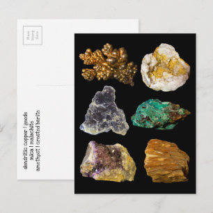 Amethyst Mica Copper Barite Malachite Geode Rocks Postcard