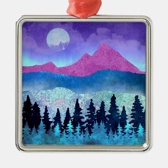Amethyst Mist Mountains Metal Ornament (Front)