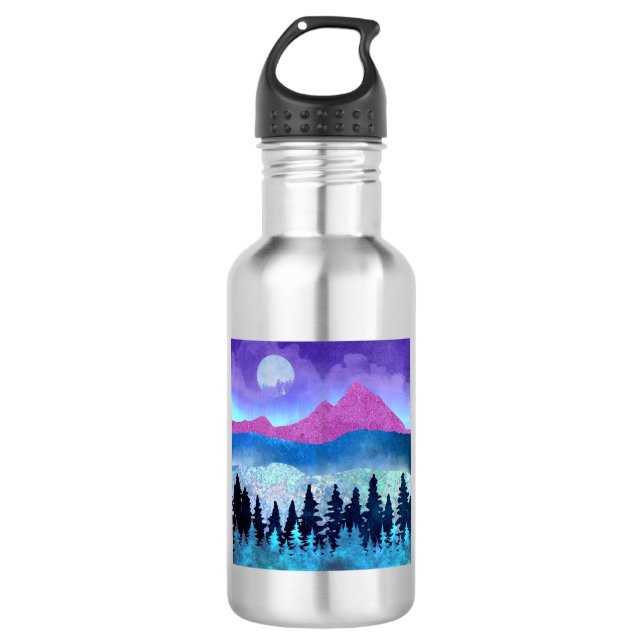 Amethyst Mist Mountains Stainless Steel Water Bottle (Front)