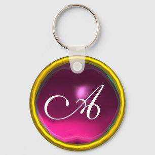 AMETHYST  MONOGRAM ,pink  yellow Keychain