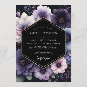 Amethyst Moody Floral Wedding Invitation