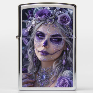 Amethyst Moon Calavera – Purple Day of the Dead Zippo Lighter