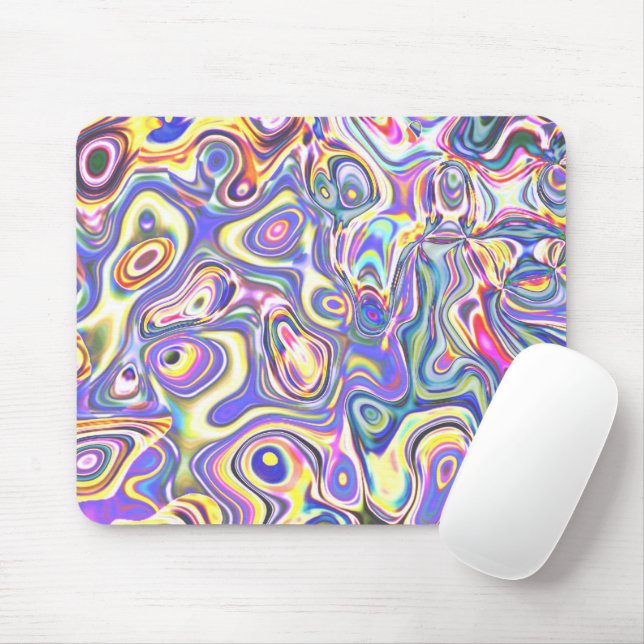 Amethyst Multicolor Abstract Amoeba Art Mouse Pad (With Mouse)