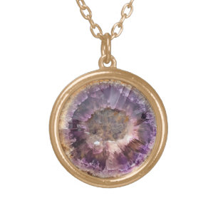 Amethyst Natural Gem Pattern Gold Plated Necklace