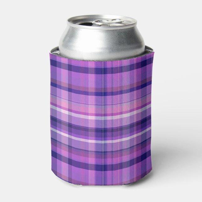 Amethyst Navy Blue Cotton Candy Pink Madras Can Cooler (Can Front)