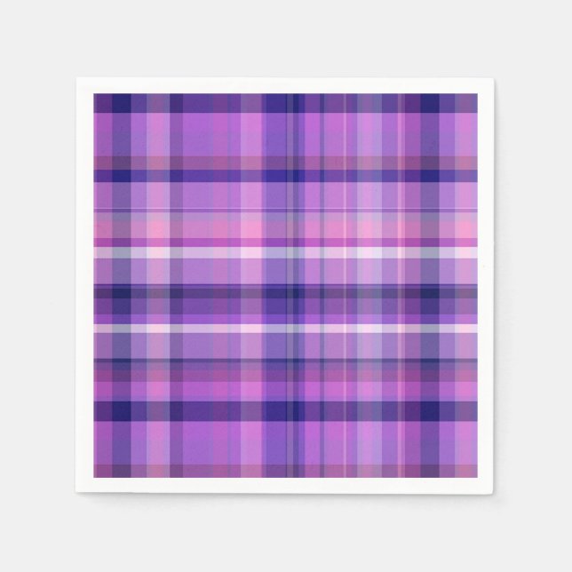 Amethyst Navy Blue Cotton Candy Pink Madras Paper Napkins (Front)