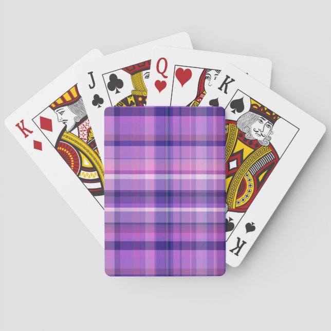 Amethyst Navy Blue Cotton Candy Pink Madras Poker Cards (Back)