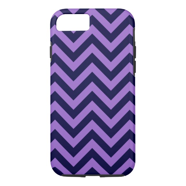 Amethyst, Navy Blue Large Chevron ZigZag Pattern Case-Mate iPhone Case (Back)